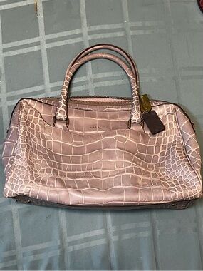 Coach - Legacy Haley Croc Embossed Leather Satchel Handbag